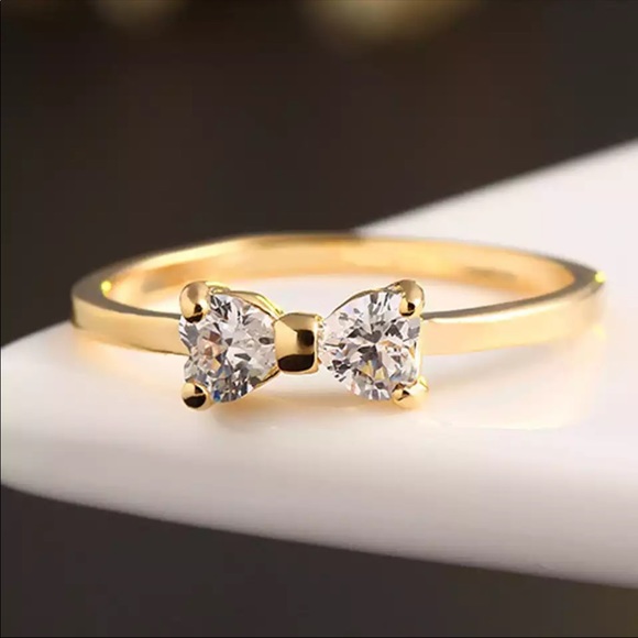 Jewelry - Austria Sweet Cute Zircon Bow Ring, beautiful Ring, shiny Ring